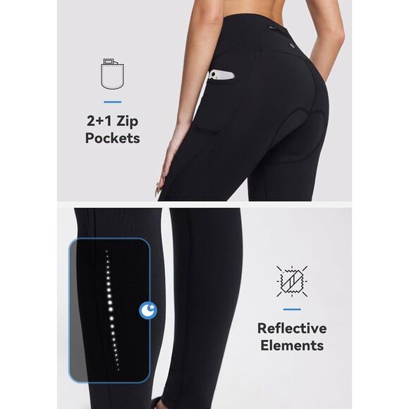 BALEAF Bike Pants 4D Padded Cycling High Waisted Bicycle Pockets UPF 50+ Sz L - Picture 3 of 9
